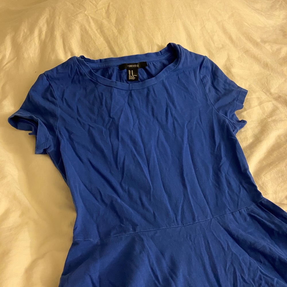 Forever 21 fit flare a frame blue stretch dress - Picture 4 of 4